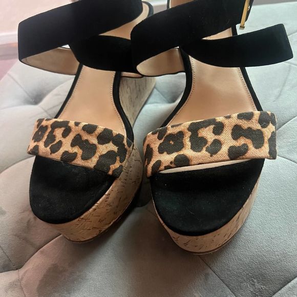 Veronica Beard Hurley Leopard Print Platform Wedge Sandals Size 8.5 - Picture 6 of 9